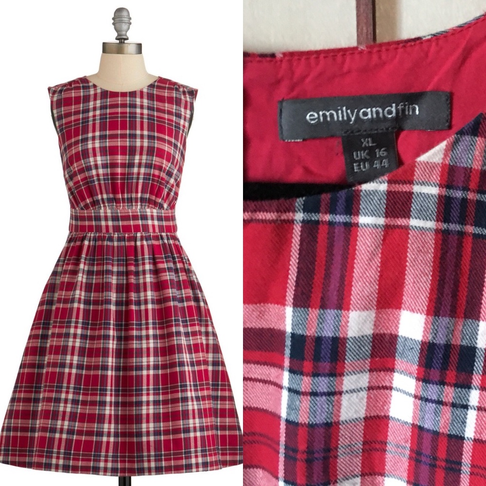Modcloth Emily & Fin Too Much Fun Dress in Plaid